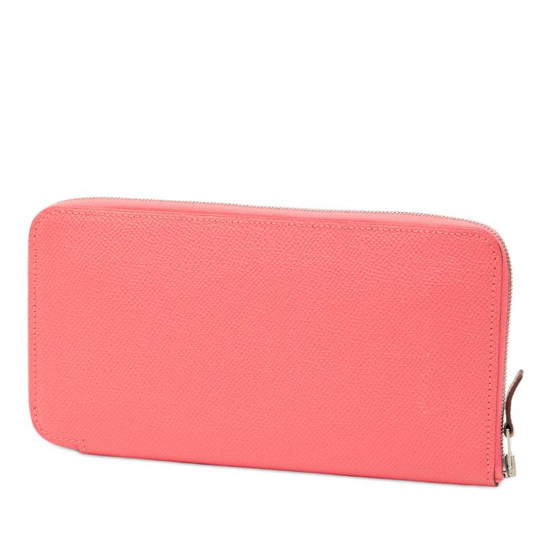 Hermes Azap Long Silk in Zip Around Wallet Rose Azalea Pink Orange Veau — view 2