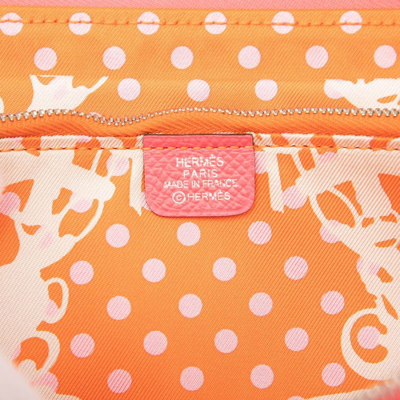 Hermes Azap Long Silk in Zip Around Wallet Rose Azalea Pink Orange Veau — view 5