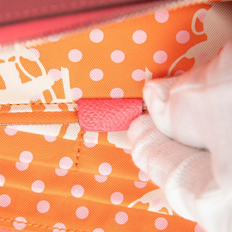 Hermes Azap Long Silk in Zip Around Wallet Rose Azalea Pink Orange Veau — view 6