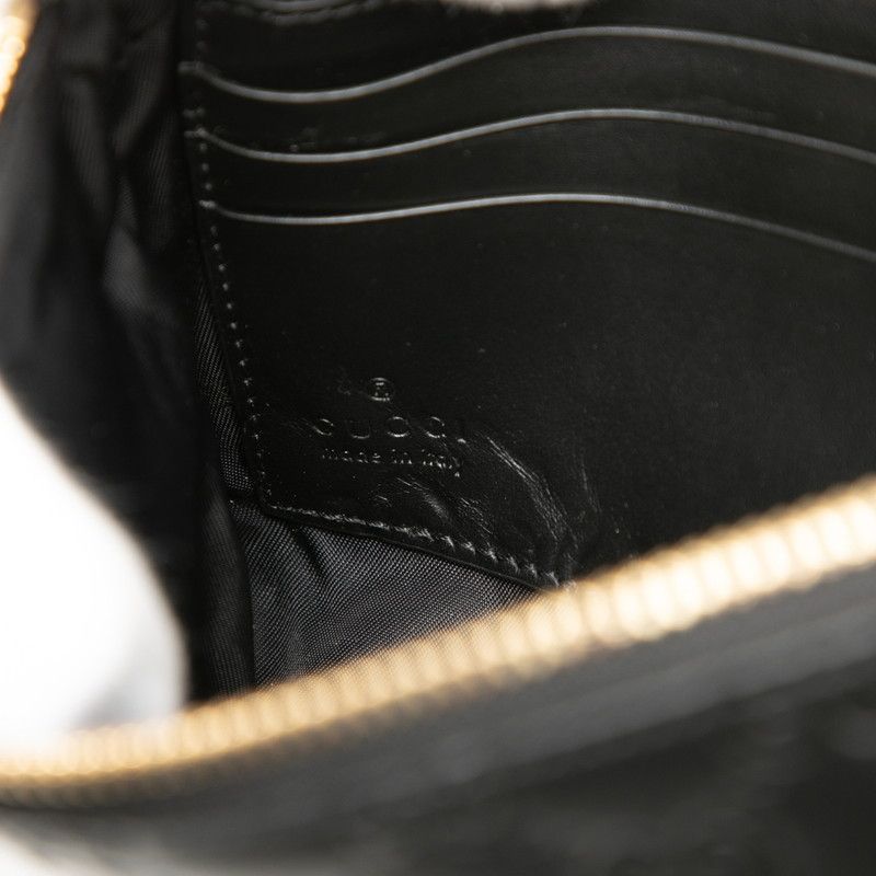 Gucci Guccissima Chain Shoulder Bag Wrist Wallet Black Leather — view 5