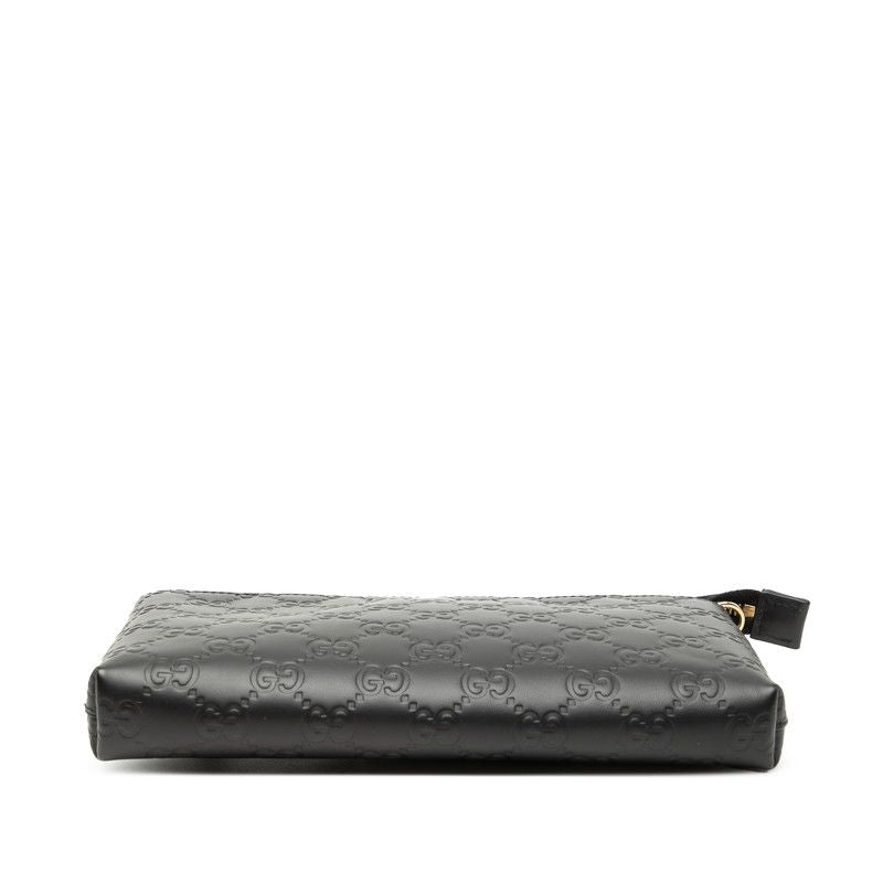 Gucci Guccissima Chain Shoulder Bag Wrist Wallet Black Leather — view 3