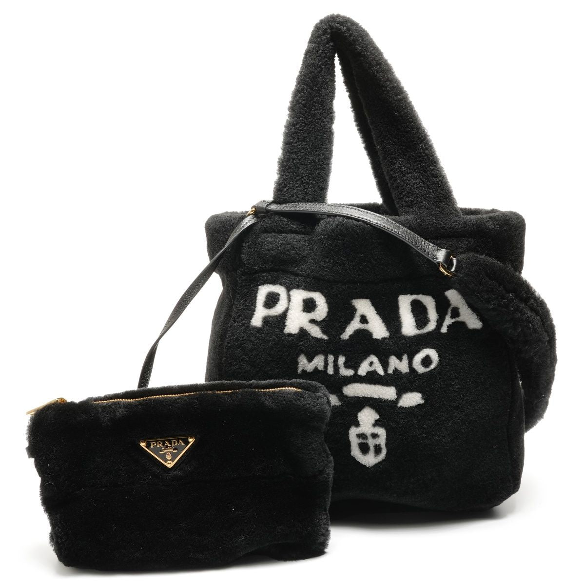 Prada Handbag Shearling Logo 2-Way — view 2