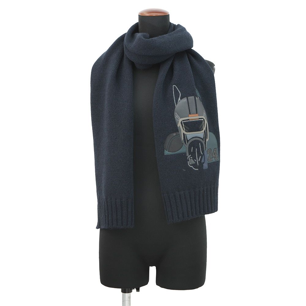 Hermes Scarf Quarter Bash Cashmere Silk Fall/winter Marine — view 4