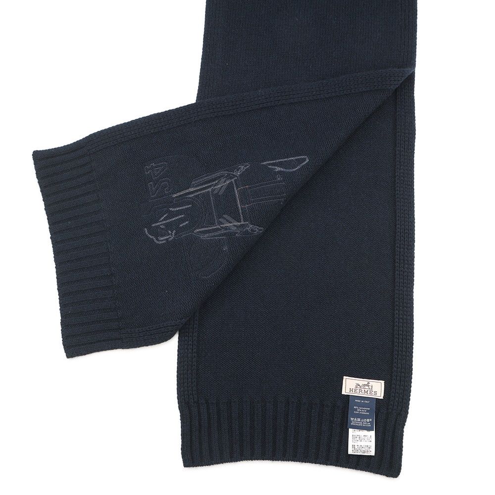 Hermes Scarf Quarter Bash Cashmere Silk Fall/winter Marine — view 3