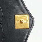 Chanel CC Logo Quilted Push Lock Chain Shoulder Bag Black — view 9