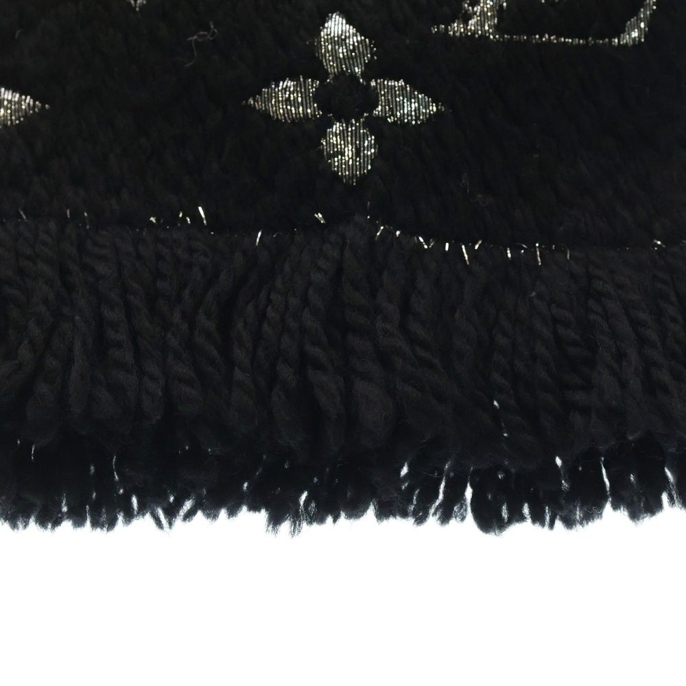 Louis Vuitton Logomania Scarf Shine Monogram Wool Black Silver — view 3