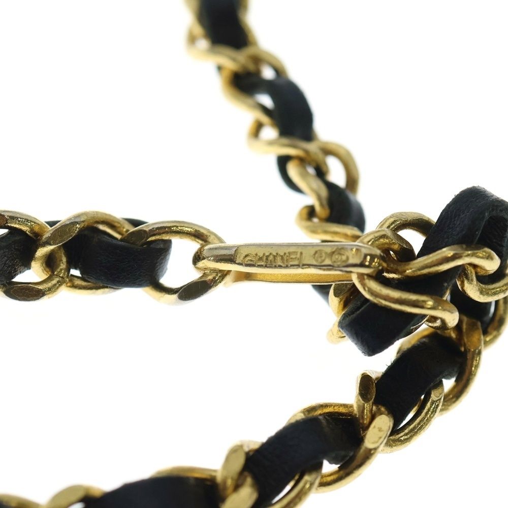 Chanel Quilted CC Logo Chain Belt Black Gold — view 4