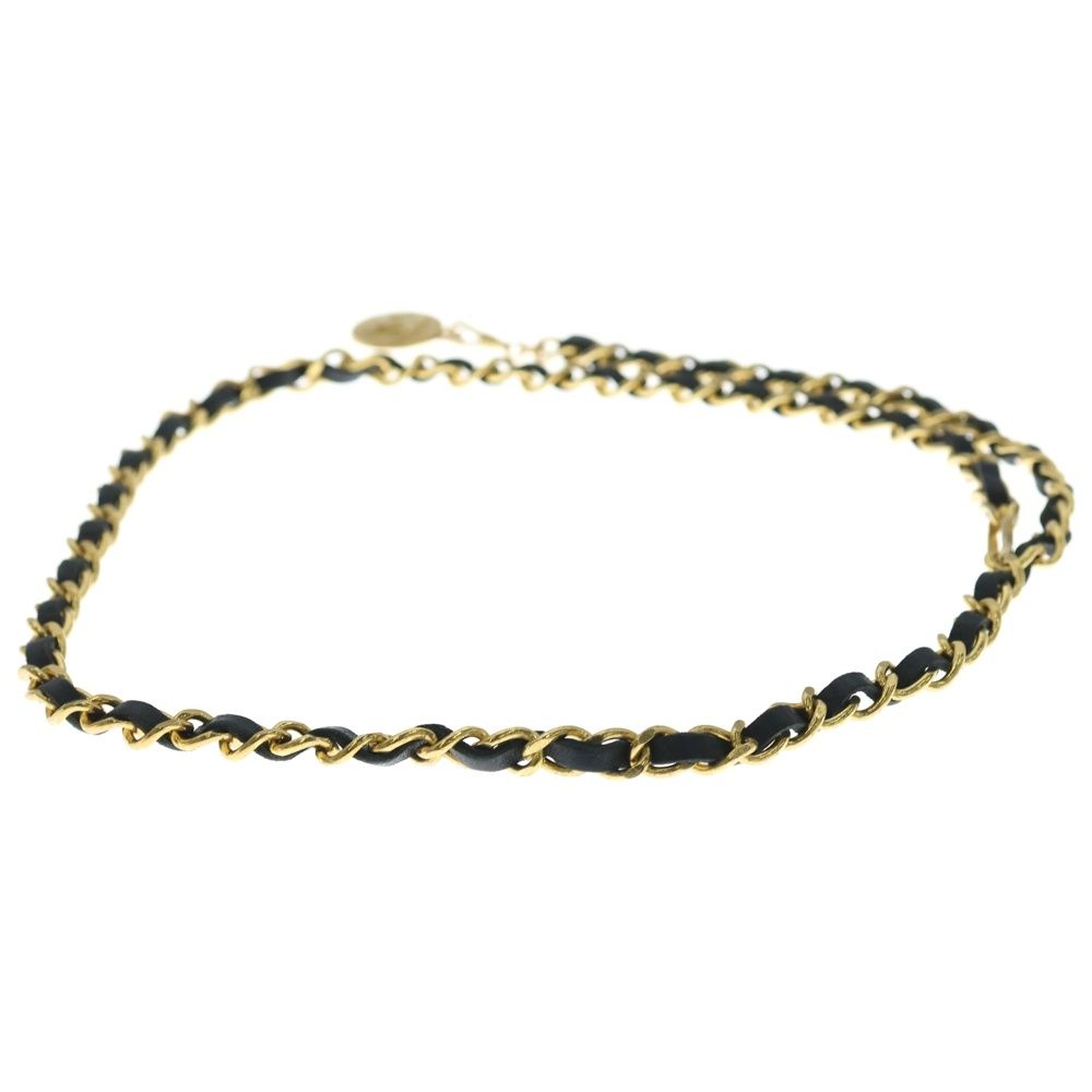 Chanel Quilted CC Logo Chain Belt Black Gold — view 3