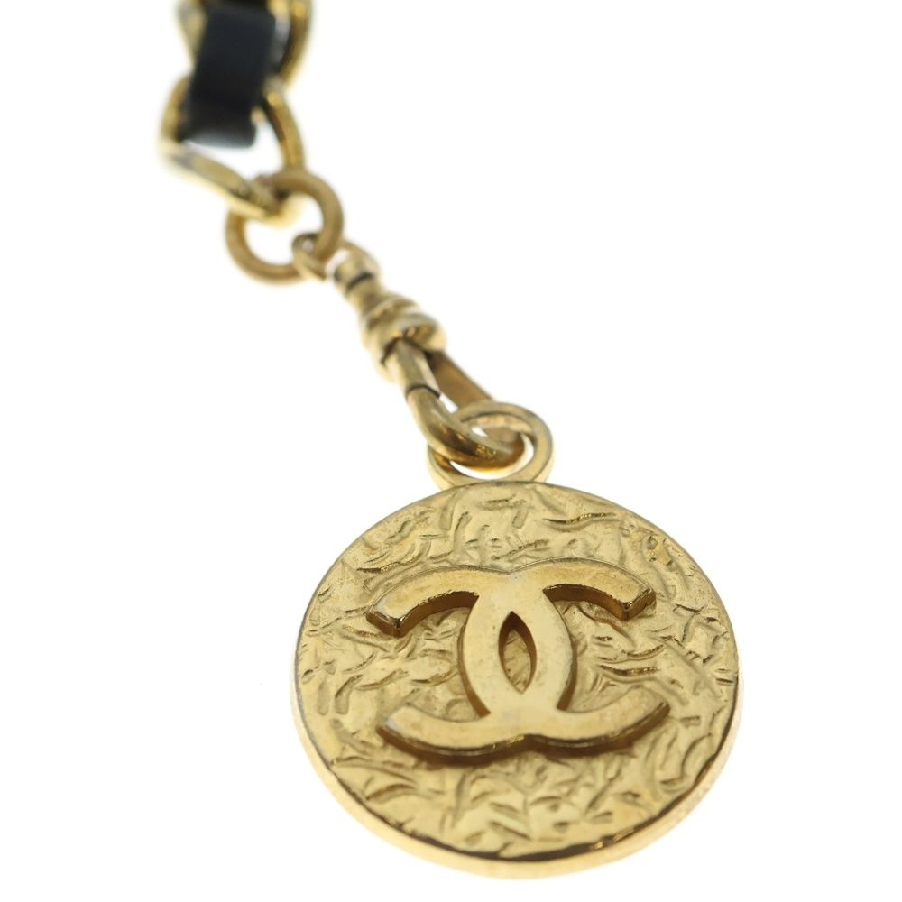 Chanel Quilted CC Logo Chain Belt Black Gold — view 5