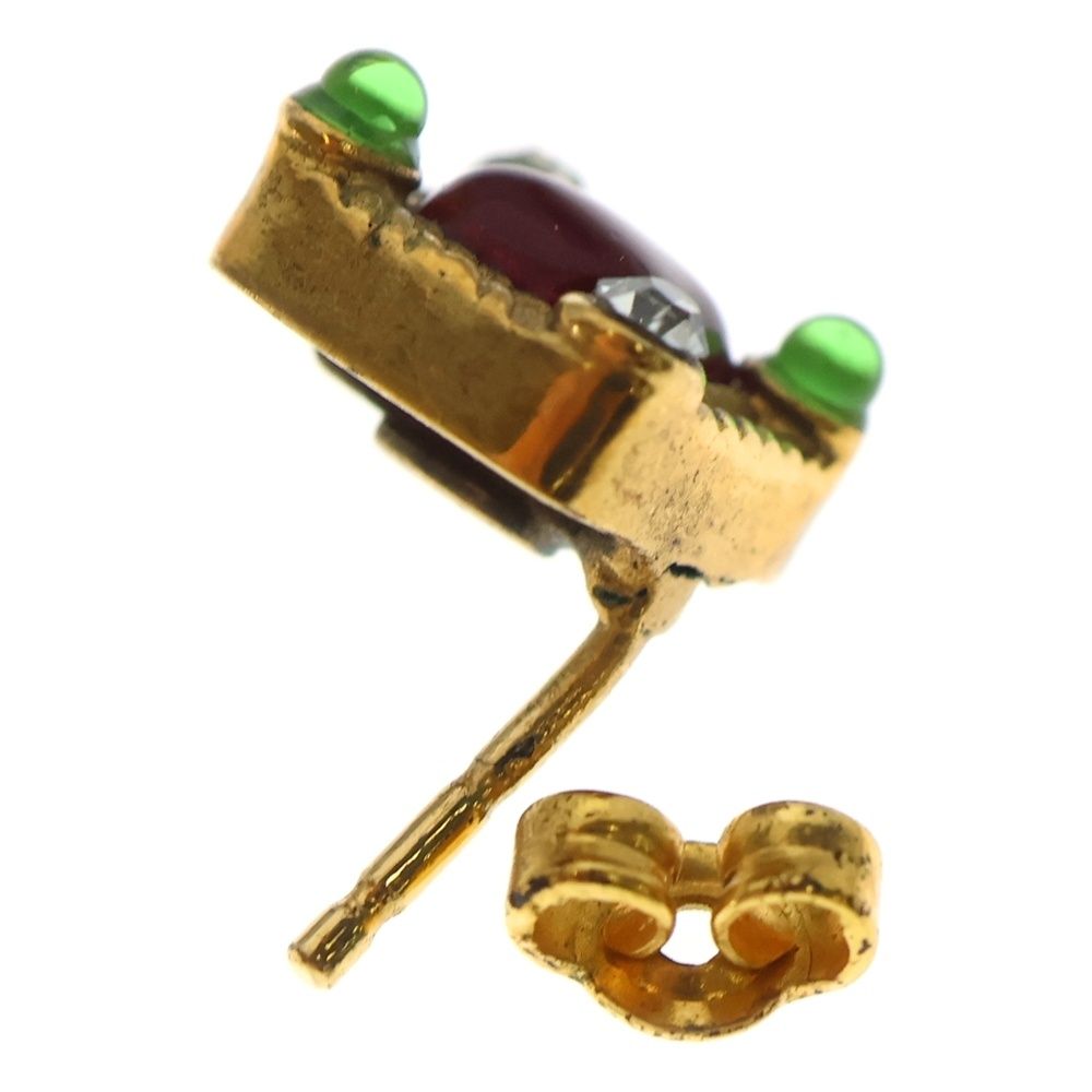 Chanel Color Stone Square Earrings Gold — view 5