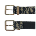 Dior Blue Jacquard Navy Silver Canvas Leather Belt — view 4