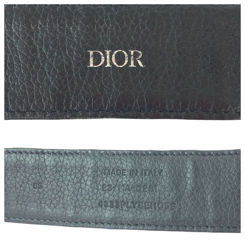 Dior Blue Jacquard Navy Silver Canvas Leather Belt — view 6