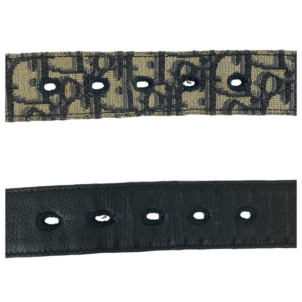 Dior Blue Jacquard Navy Silver Canvas Leather Belt — view 5