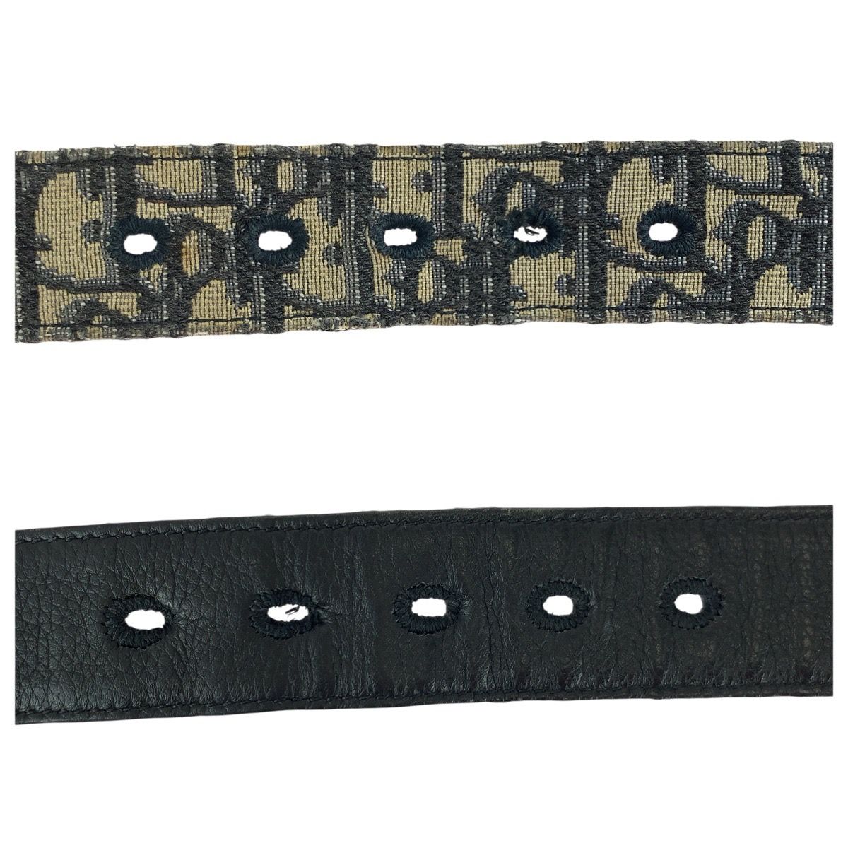 Dior Blue Jacquard Navy Silver Canvas Leather Belt — view 5