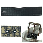 Dior Blue Jacquard Navy Silver Canvas Leather Belt — view 8
