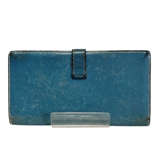 Hermes Bearn Souffle Blue Leather Bifold Wallet — view 2