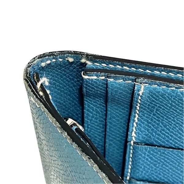 Hermes Bearn Souffle Blue Leather Bifold Wallet — view 7