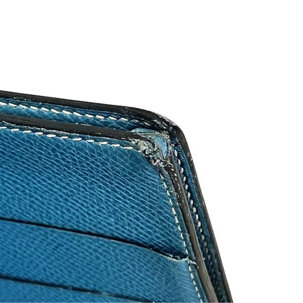 Hermes Bearn Souffle Blue Leather Bifold Wallet — view 8