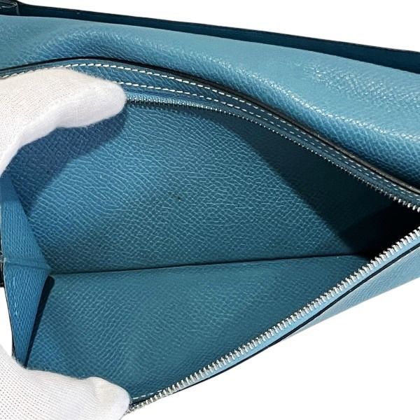 Hermes Bearn Souffle Blue Leather Bifold Wallet — view 6
