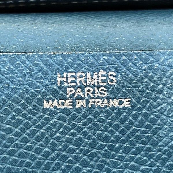 Hermes Bearn Souffle Blue Leather Bifold Wallet — view 4