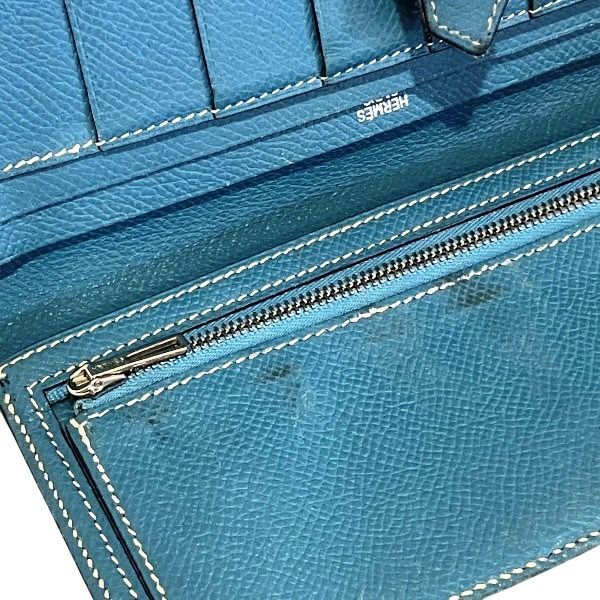 Hermes Bearn Souffle Blue Leather Bifold Wallet — view 5