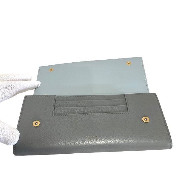 Celine Large Flap Multifunction Gray Leather Wallet — view 3