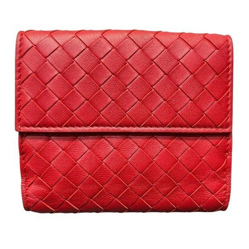 Bottega Veneta Red Leather Bifold Wallet — view 2