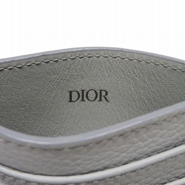 Dior CD Icon Card Holder Case Gray Leather — view 4