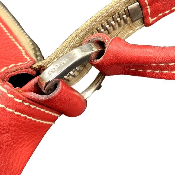 Prada Magenta Red Leather Shoulder Bag — view 8