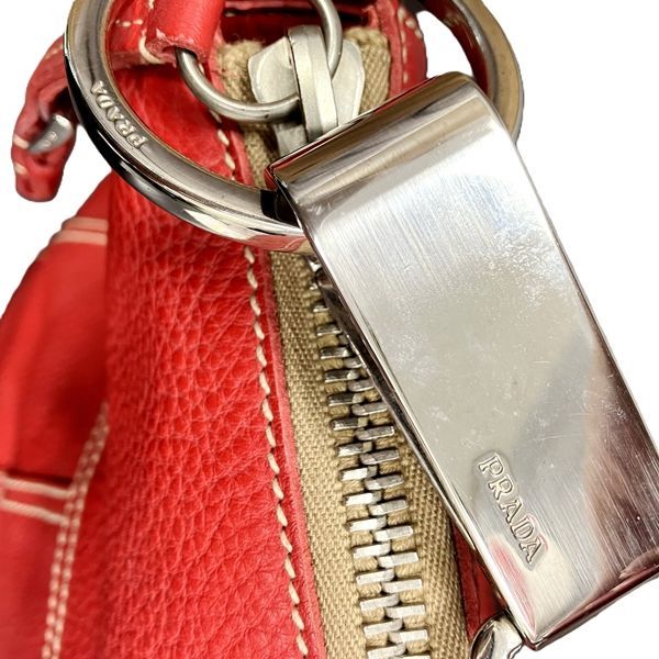 Prada Magenta Red Leather Shoulder Bag — view 6