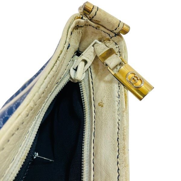 Gucci Vintage Navy White Leather Shoulder Bag — view 9