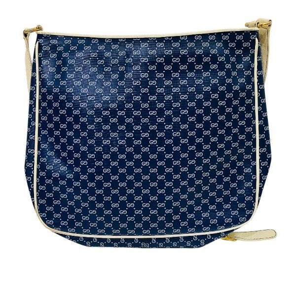 Gucci Vintage Navy White Leather Shoulder Bag — view 2