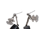 Chanel CC Logo Nail Bottle Earrings Black Red Silver Brass — view 5