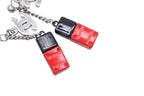 Chanel CC Logo Nail Bottle Earrings Black Red Silver Brass — view 6