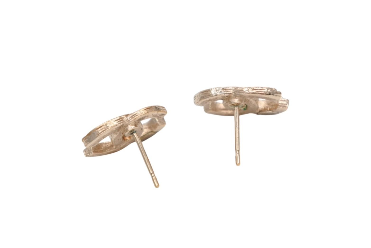 Chanel Earrings CC Logo Rhinestone Red Gold — view 3