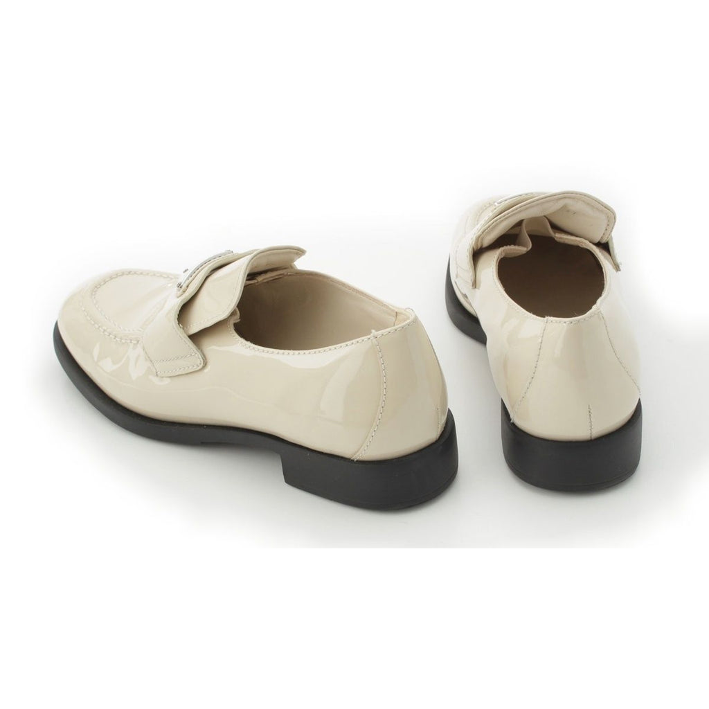 Prada Patent Leather Triangle Logo Chocolate Brushed Loafers Off White 37 — view 4