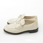 Prada Patent Leather Triangle Logo Chocolate Brushed Loafers Off White 37 — view 3