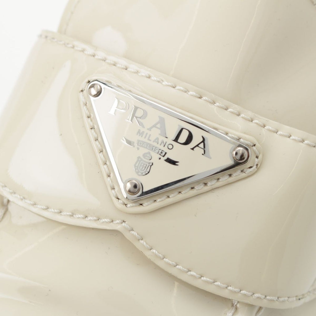 Prada Patent Leather Triangle Logo Chocolate Brushed Loafers Off White 37 — view 8