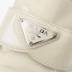 Prada Patent Leather Triangle Logo Chocolate Brushed Loafers Off White 37 — view 8