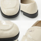Prada Patent Leather Triangle Logo Chocolate Brushed Loafers Off White 37 — view 9