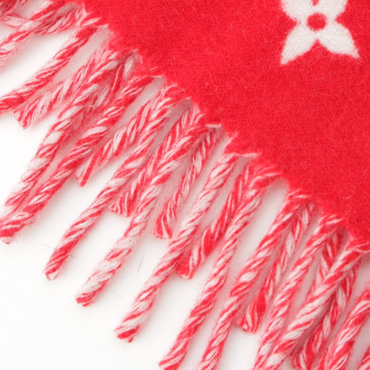 Louis Vuitton Supreme Wool Cashmere Blend Monogram Logo Scarf Red — view 5