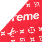 Louis Vuitton Supreme Wool Cashmere Blend Monogram Logo Scarf Red — view 4