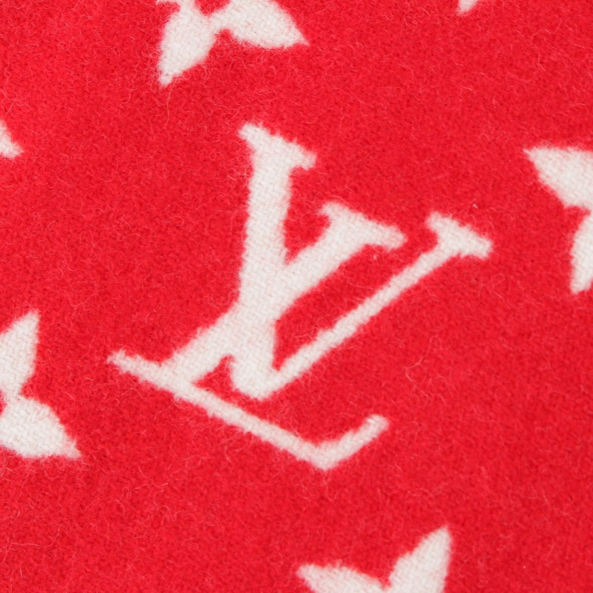 Louis Vuitton Supreme Wool Cashmere Blend Monogram Logo Scarf Red — view 6