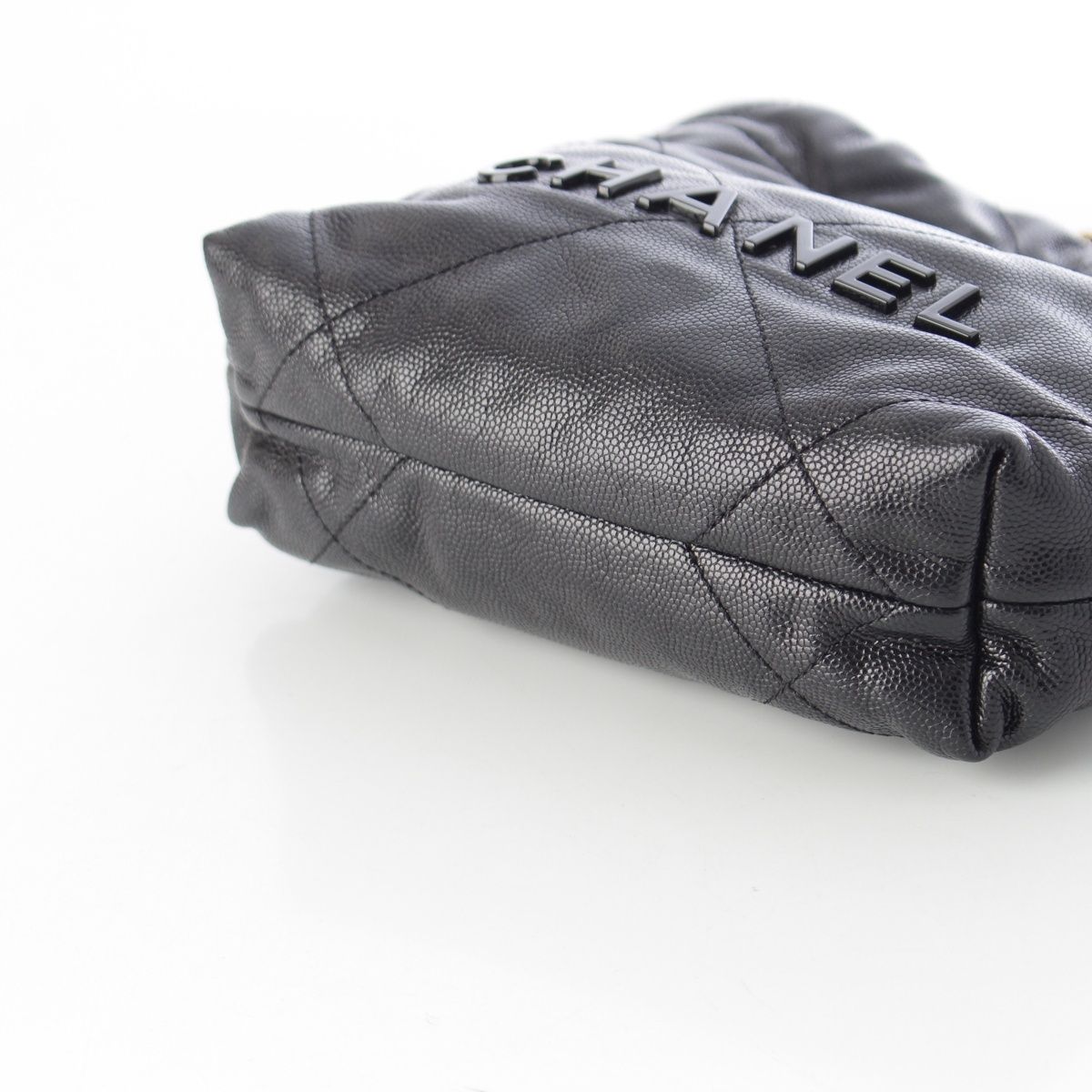 Chanel Caviar Leather 22 Mini Chain Shoulder Bag So Black — view 6