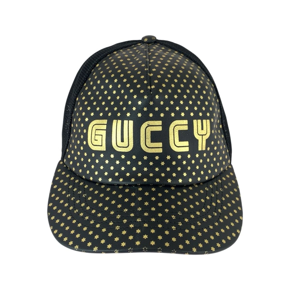 Gucci Sega Collaboration Black Gold Leather Nylon Cap — view 2