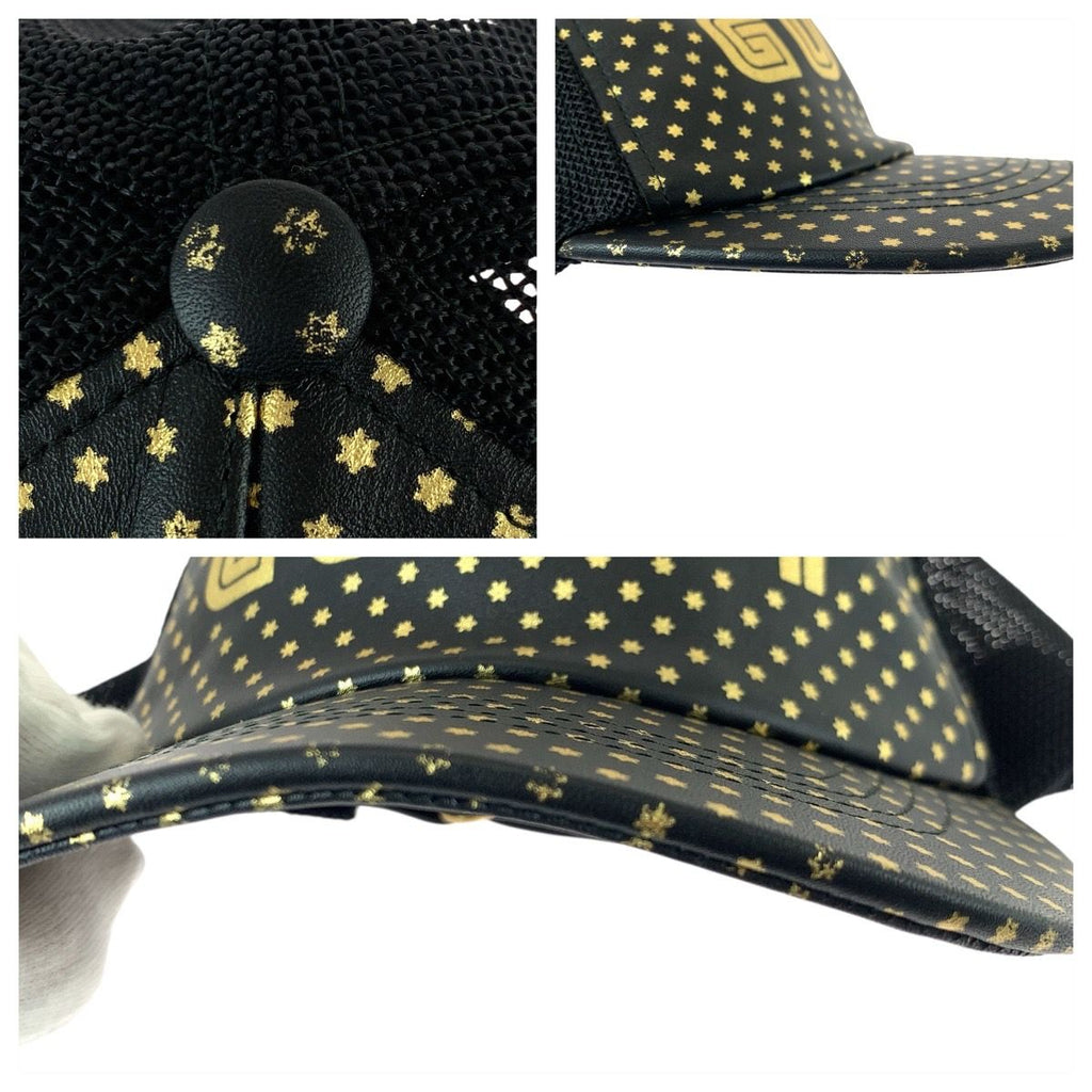 Gucci Sega Collaboration Black Gold Leather Nylon Cap — view 8