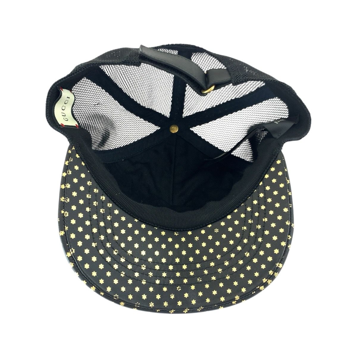 Gucci Sega Collaboration Black Gold Leather Nylon Cap — view 5