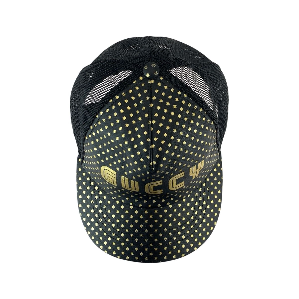 Gucci Sega Collaboration Black Gold Leather Nylon Cap — view 4