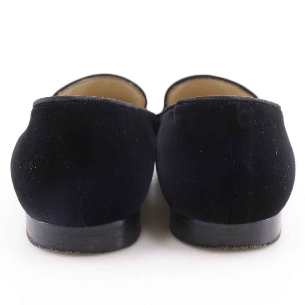 Chanel CC Logo Opera Shoes Velvet Black Loafers — view 3