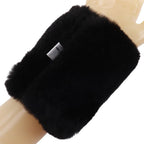 Chanel CC Logo Wristband Rabbit Fur Black Bracelet — view 3
